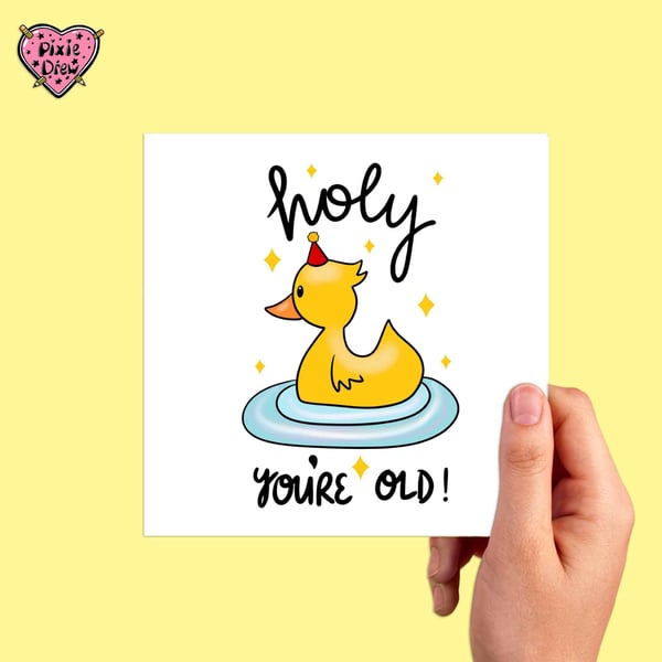 Happy birthday duck card with a cute  rubber bath duck