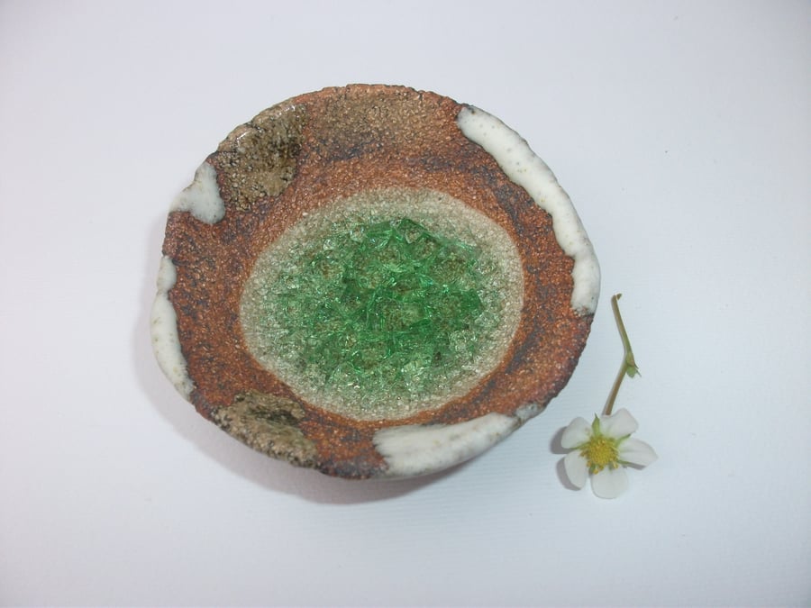 LIGHT GREEN GLASS POOL -  petite bowl.