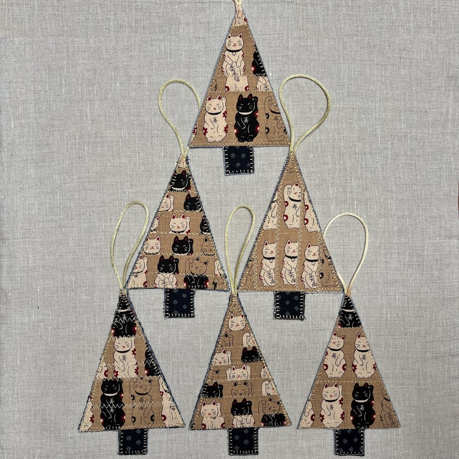 Christmas Tree Decorations Japanese Fabric Lucky Cats