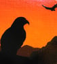 Eagle Magnet - acrylic painted orange sunset scene with bird of prey silhouette - Image 4