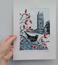 On winter's day - linoprint - Image 1