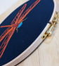 Navy Dragonfly Embroidery Kit. Complete kit with detailed instructions - 8" hoop - Image 5