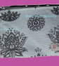 Pouch White with Black Lotus Flower Print