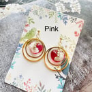 Handmade Real Flower Resin Earrings with Gold Rings