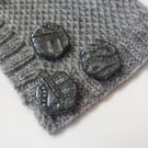 Black and blue buttons, Handmade ceramic hexagon shaped shank back buttons finis