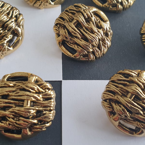 1" 25mm 40L WEAVE effect Knot Antique Gold Button Light Weight...