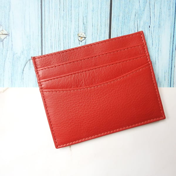 Fire Hose Red Leather Card Holder, Fire Hose Red Card Case, Red Card Case