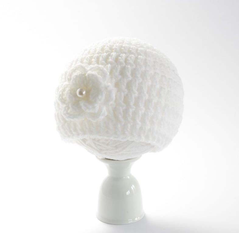 Baby Girl Hat, Shower Christening Gift for a Newborn Baby Girl, Baptism Hat