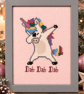 Handmade Framed Cross Stitch – Dabbing Unicorn - Image 1