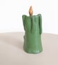 Spooky Green Fake Candle Character Hand Sculpted Air Dry Clay Ornament - Image 3