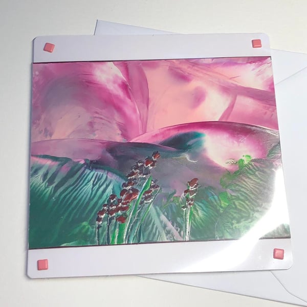 Floral - Encaustic art wax painting landscape greeting card art