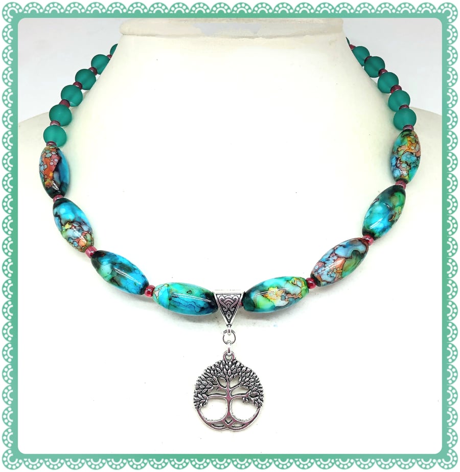 Wiccan One if a Kind Tree of Life necklace 