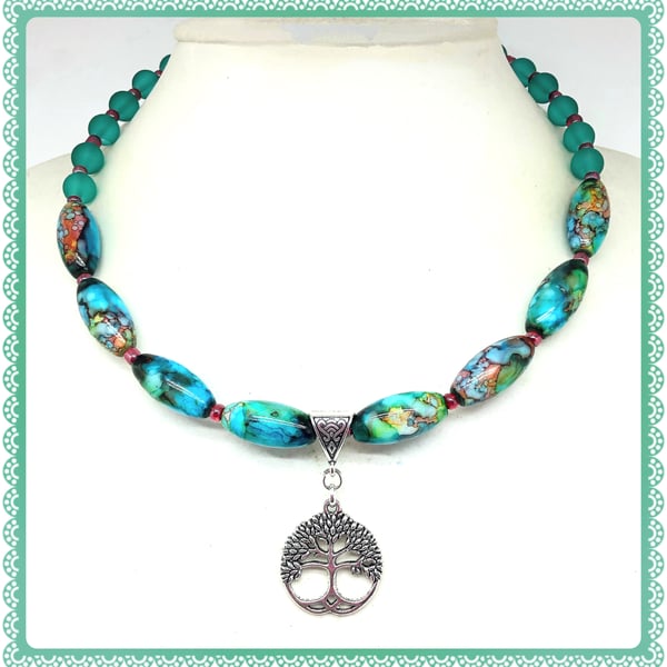 Wiccan One if a Kind Tree of Life necklace 
