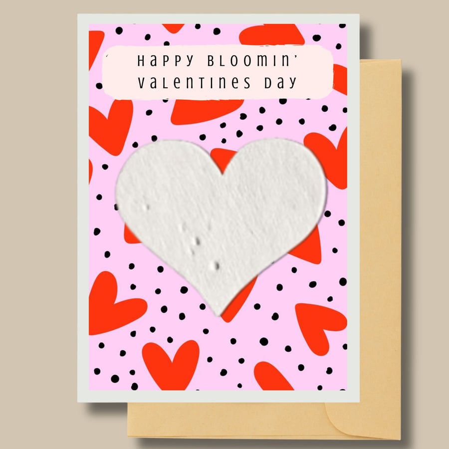 Plantable Wildflower Seed Heart Valentine's Card, Eco Friendly