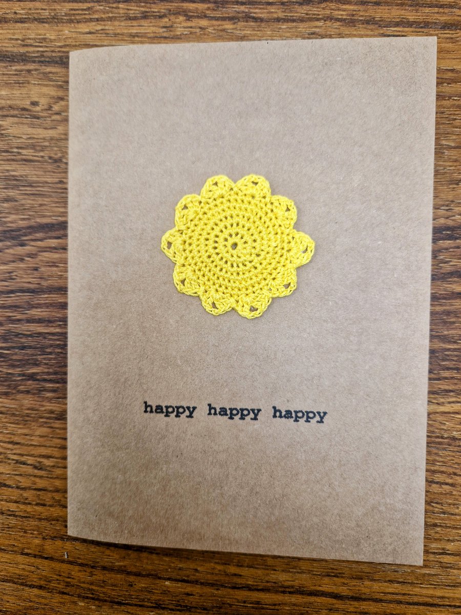 Happy Happy Happy - Birthday Card  - Congratulations - Handmade Crochet Card