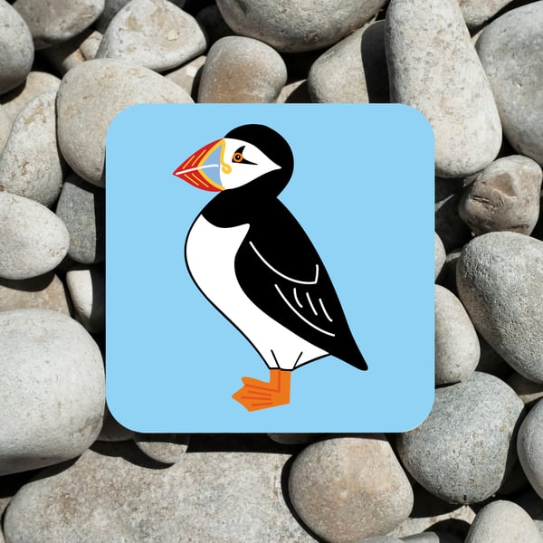 Puffin Coaster, Bird Drinks Mats, Coastal Homewares, Seabird Coaster