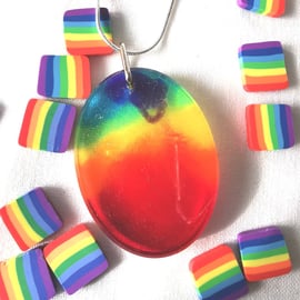 Rainbow Resin Pendant