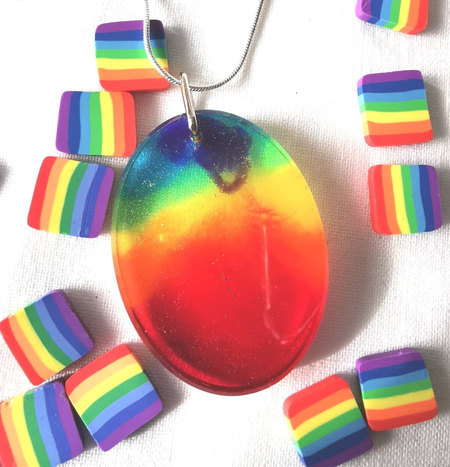 Rainbow Resin Pendant