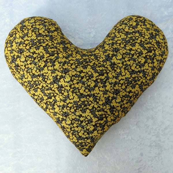 Heart shaped cushion, made from Liberty corduroy, 42ch x 40cm, decorative pillow