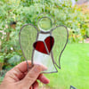 Stained Glass Guardian Angel Suncatcher - Handmade Window Decoration - White