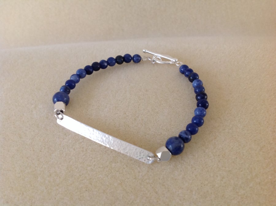 Sterling silver blue Sodalite dainty bracelet