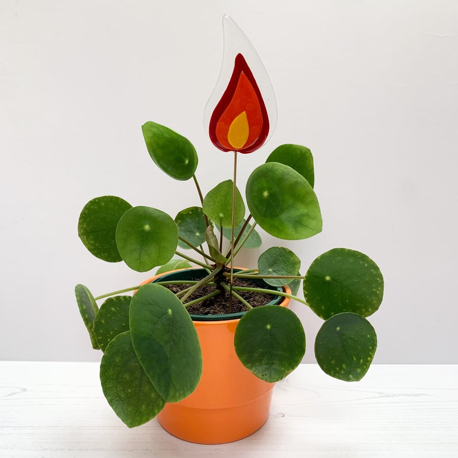 Flame Fused Glass Houseplant Stake - Design 1