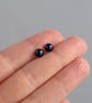 6mm Navy Pearl Stud Earrings - Small, Round, Dark Blue Studs - Jewellery Gifts - Image 4
