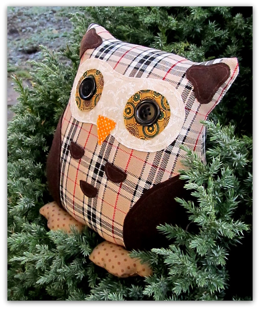 Henry,  23cm tall  owl cushion.
