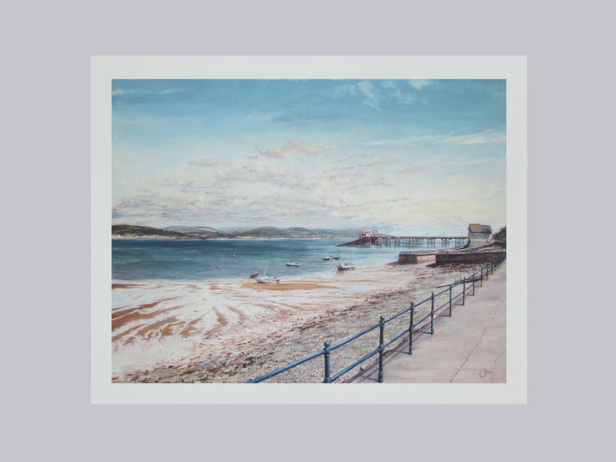 MUMBLES PIER Seascape Art Print- Welsh Seaside Scene- Mother's Day Gift- 10"x8"