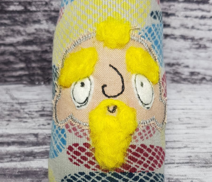 Upcycled Mini Gnome, Sylvester with Yellow Beard