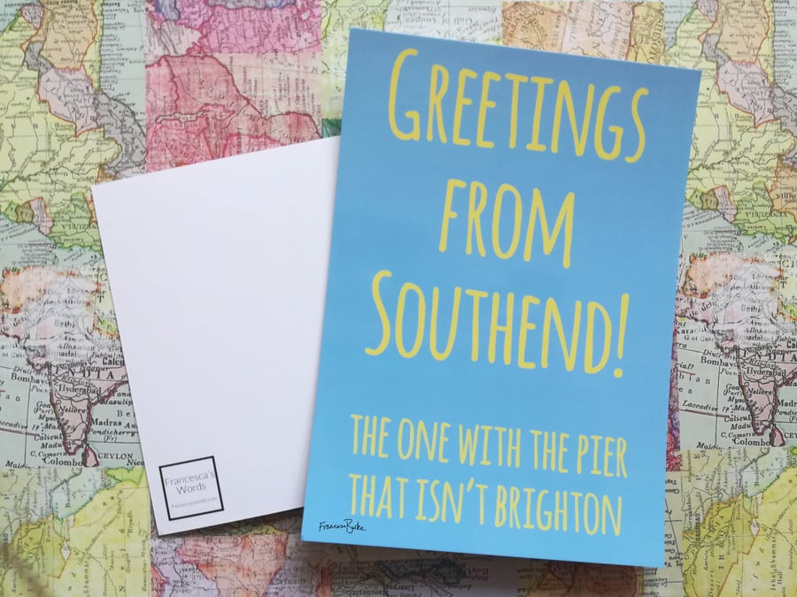 Greetings from Southend-on-Sea Postcard, Essex, Leigh-on-Sea, Anglophile Gift