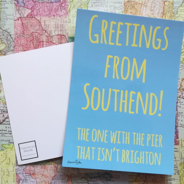 Greetings from Southend-on-Sea Postcard Print Gift, Essex, Leigh-on-Sea