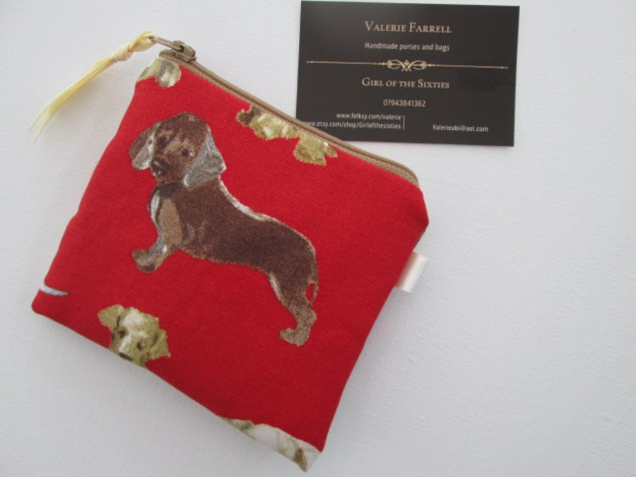 SALE Red Dogs  Coin Purse