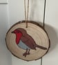 Set of 4 Robin Hand Drawn Wood Slice Decorations - Free P&P - Image 3