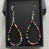 SALE.. Rainbow mix beaded drop earrings. Sterling silver.