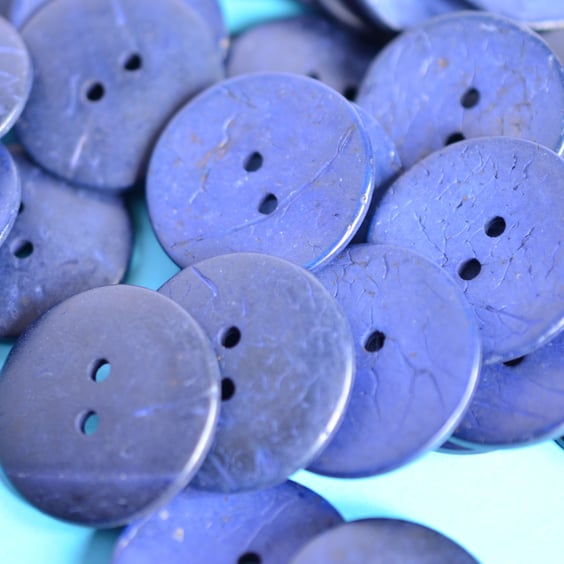 Large Navy Blue Indigo Coconut Shell Button 30mm