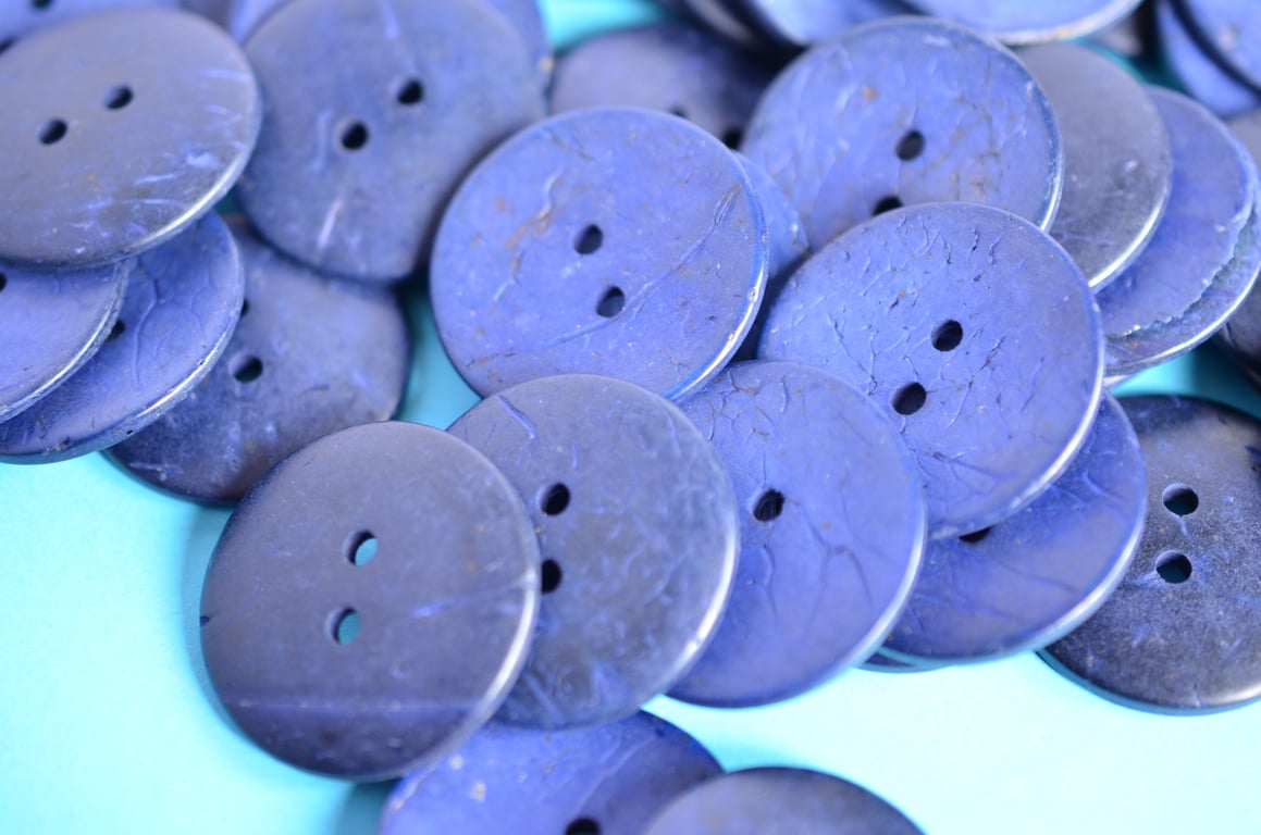 Large Navy Blue Indigo Coconut Shell Button 30mm