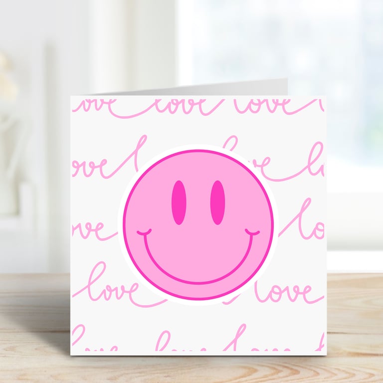 Smiley Face Raver Valentines Anniversary Thinking of you Birthday Card