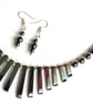 Hematite Necklace Earrings Jewellery Gift Set Tapered Shiny Black Gemstone - Image 2