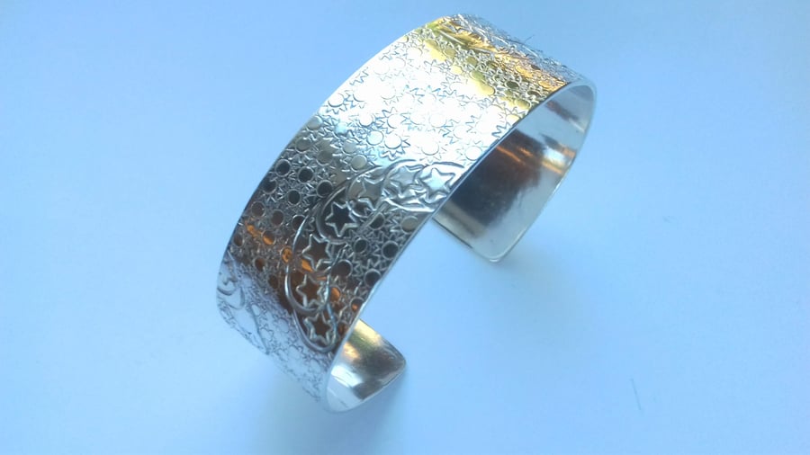 Sterling Silver Celestial Cuff Bracelet 