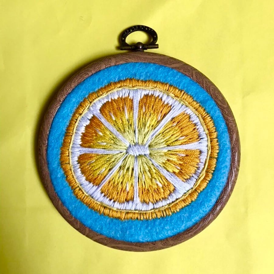 Juicy vibrant lemon embroidery!