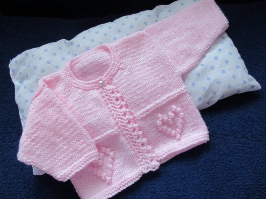 16" Hearts One Button Cardigan