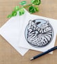 Sleeping Tabby Cat Greetings Birthday Card Kitten Card 