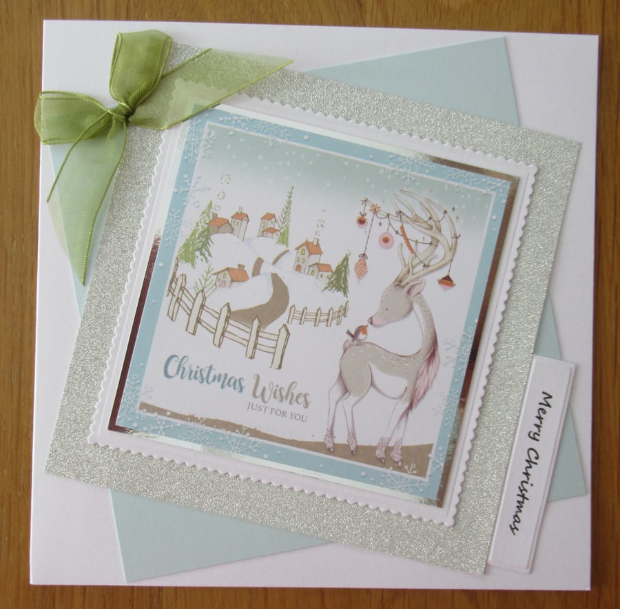 7x7" Deer & Robin Christmas Card