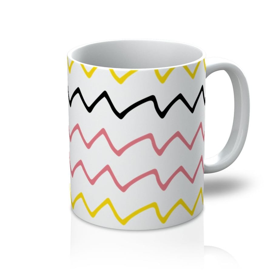 Yellow, Pink And Black Zigzags Mug