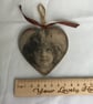 Hanging Heart Decoration Vintage Girl Small Sepia Decoupaged Unusual Tousled - Image 3