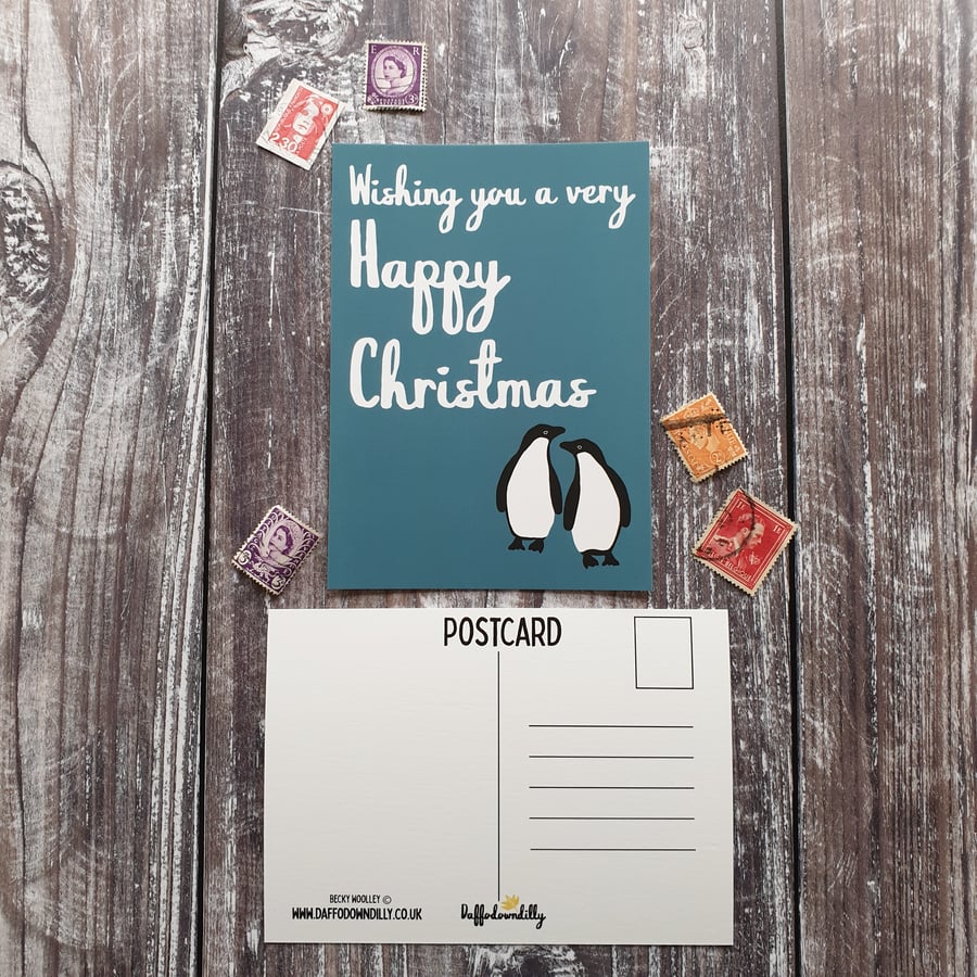 Christmas Penguins - Christmas Postcard