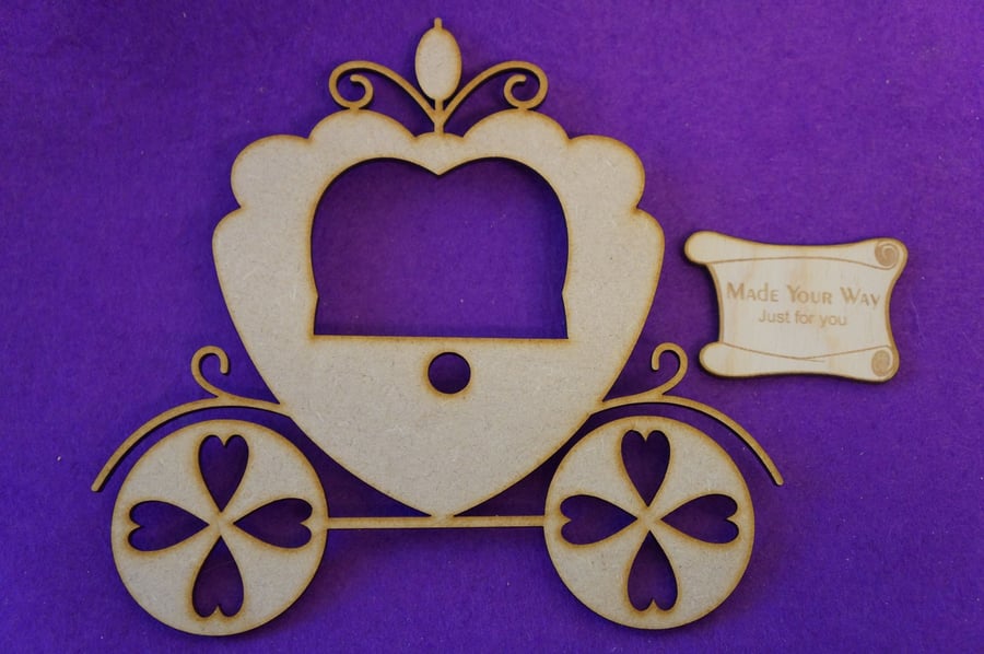 MDF Fairytale Princess Carriage B 15cm - Laser cut wooden shape 