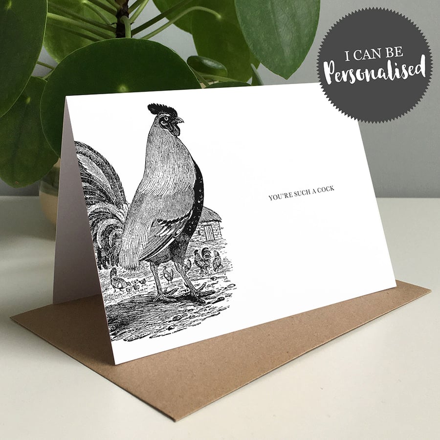 You're Such A Cock Personalised Greeting Card Hello Card, I Love You, Cockerill