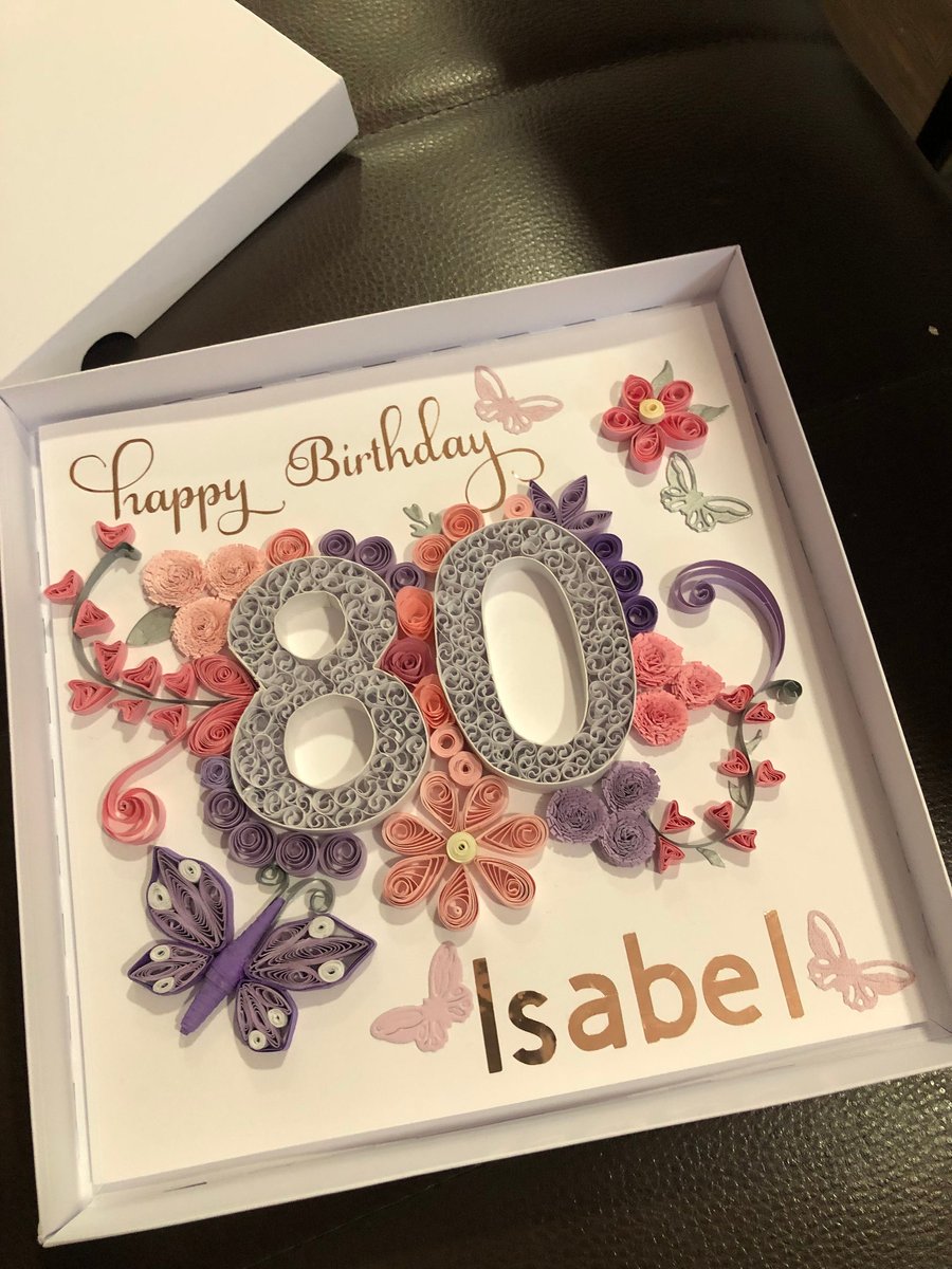Special boxed card, unique and  personalised quilled card